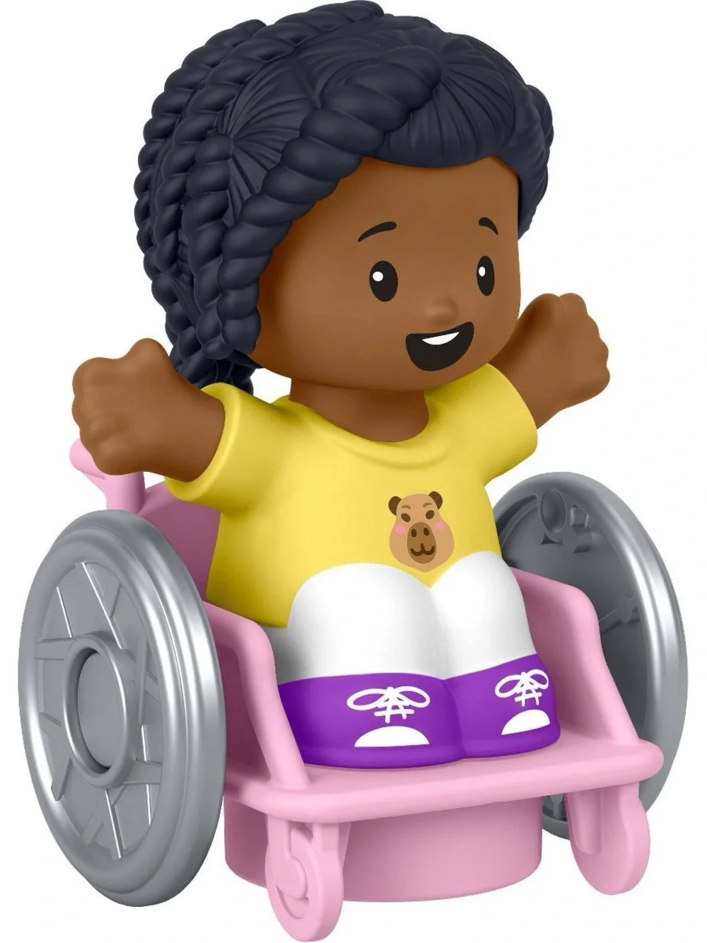 New Fisher-Price Little People Girl in Pink Wheelchair Figure Capybara Shirt